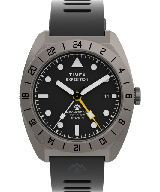 Expedition® Pioneer Titanium Automatic GMT 41mm Silicone Strap Watch