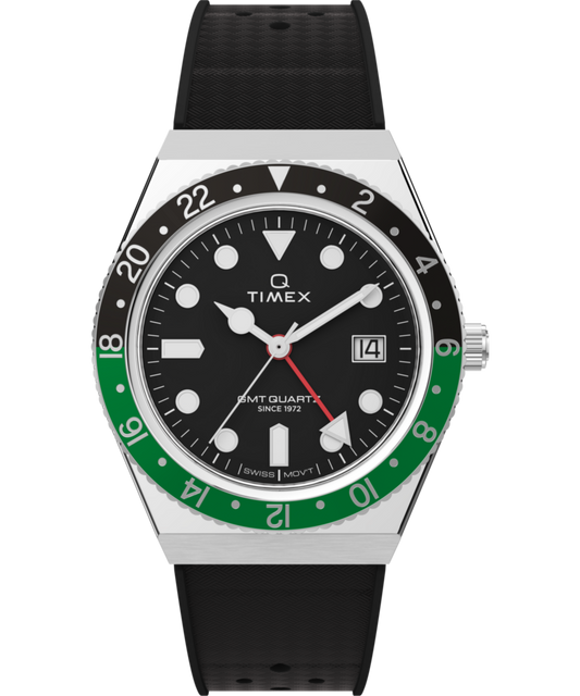 Q Timex® GMT 38mm Synthetic Rubber Strap Watch