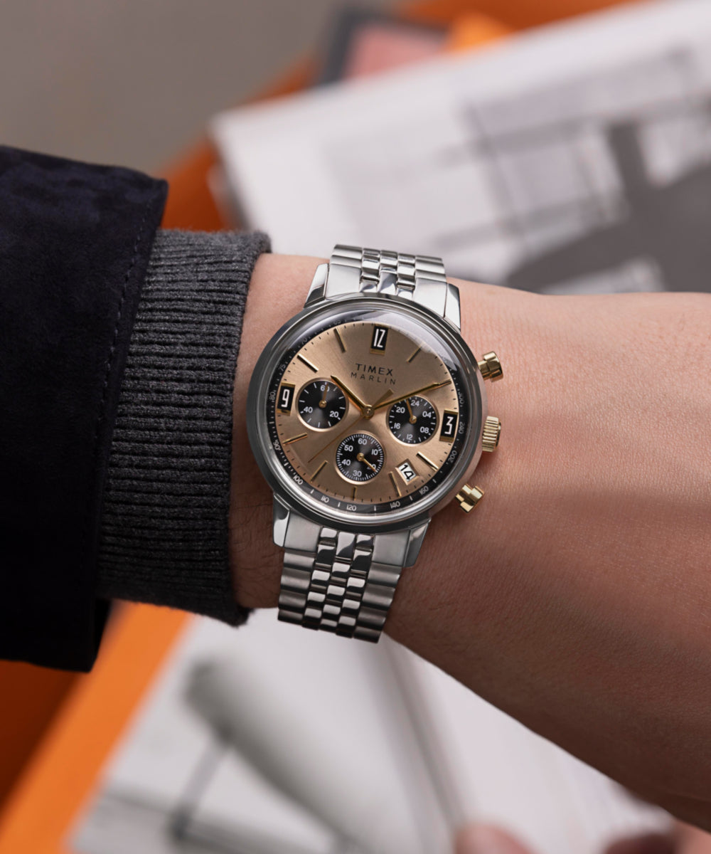 Marlin® Chronograph Tachymeter 40mm Stainless Steel Bracelet Watch 