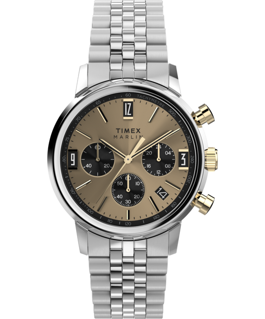 Marlin® Chronograph Tachymeter 40mm Stainless Steel Bracelet Watch 