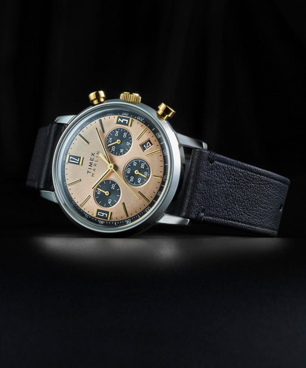 Marlin® Chronograph Tachymeter 40mm Leather Strap Watch 