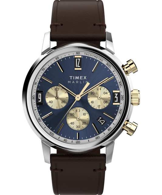 Marlin® Chronograph Tachymeter 40mm Leather Strap Watch 