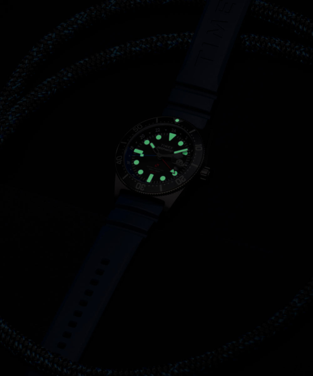 Deepwater Reef 200 GMT 41mm Synthetic Rubber Strap Watch
