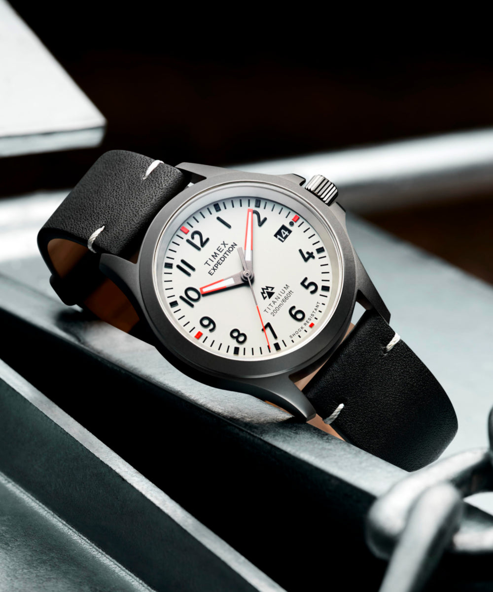 Expedition Titanium 38mm Leather Strap Watch 