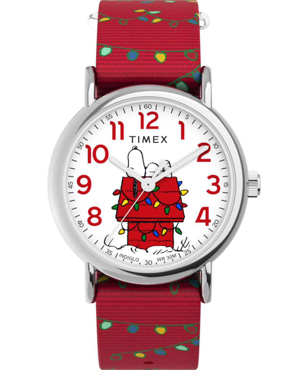 Peanuts® x Timex Weekender Holiday 38mm Fabric Strap Watch