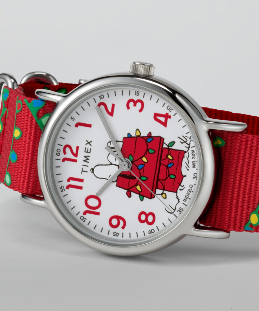 Peanuts® x Timex Weekender Holiday 38mm Fabric Strap Watch