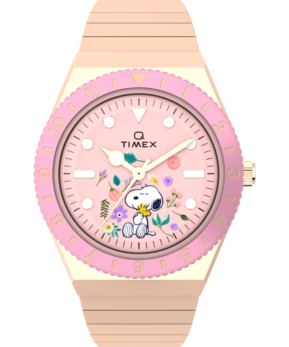 Peanuts® Q Timex® In Bloom 36mm Stainless Steel Expansion Band Watch