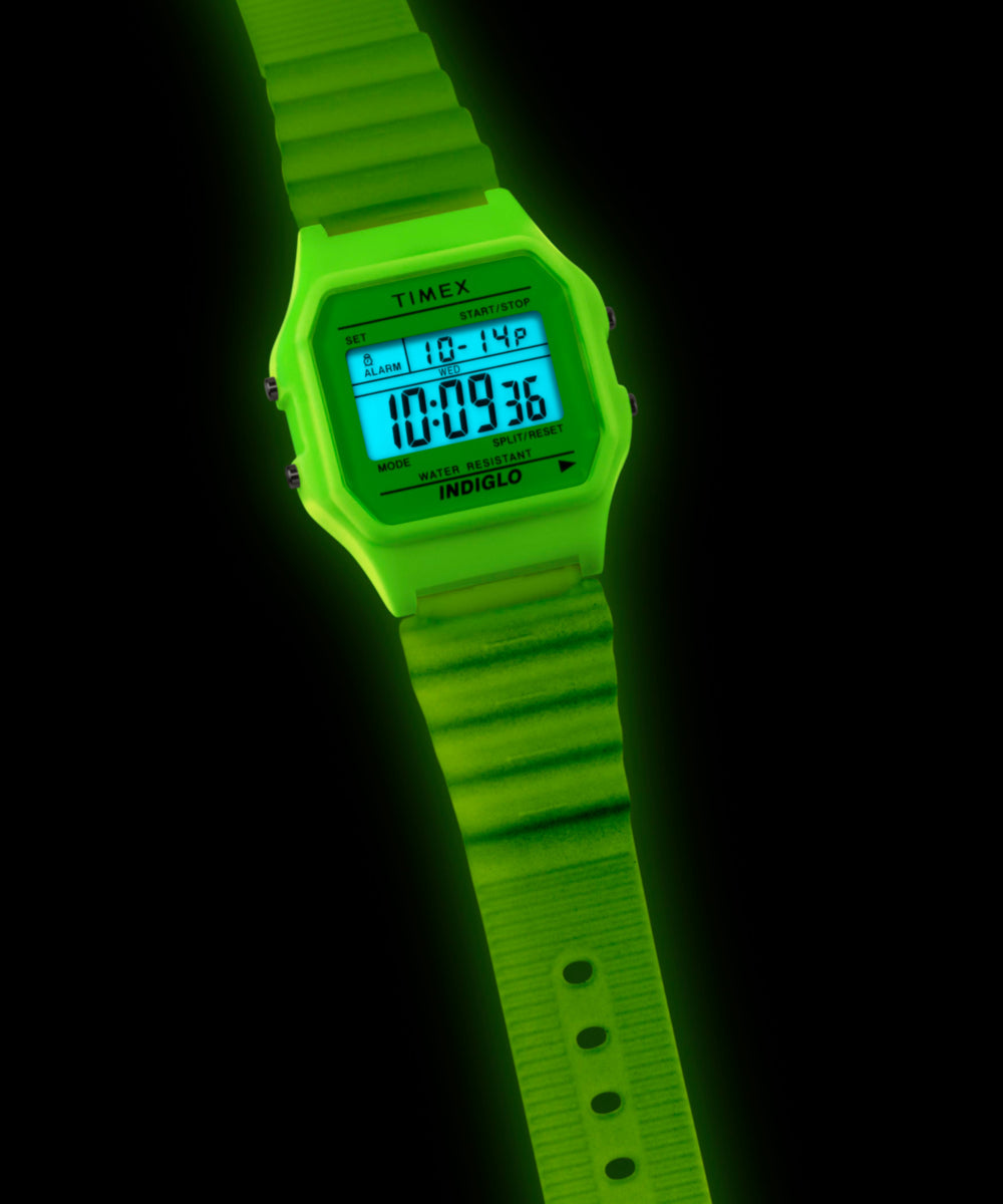 Timex T80 Glow in the Dark 34mm Resin Strap Watch