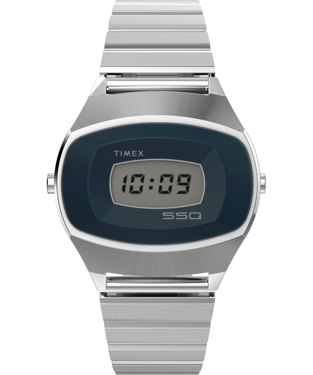 Q Timex® 1975 SSQ Digital Reissue 38mm Stainless Steel Bracelet Watch