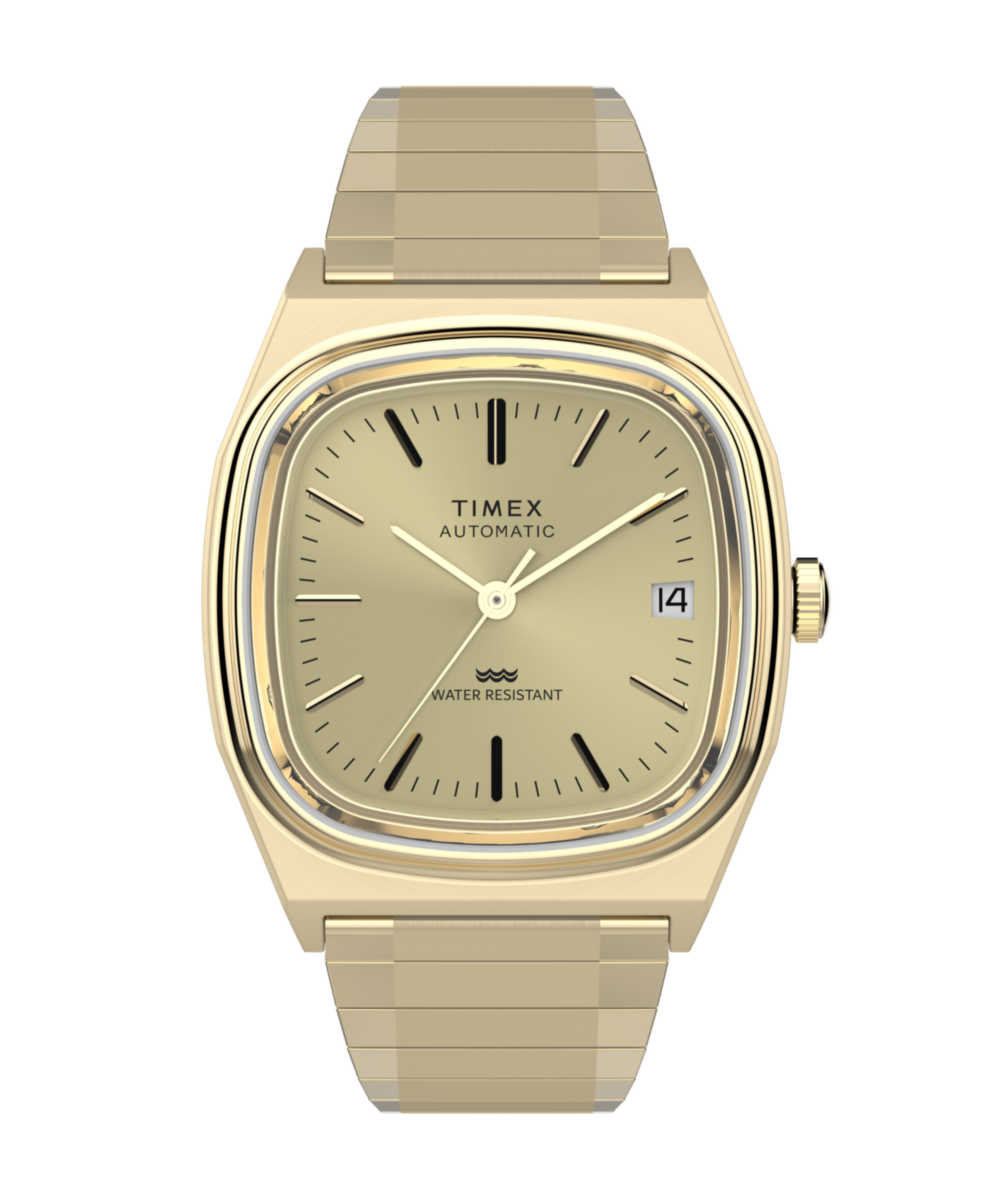 Timex® Automatic 1983 E Line Reissue 34mm Gold-Tone Expansion Band Watch
