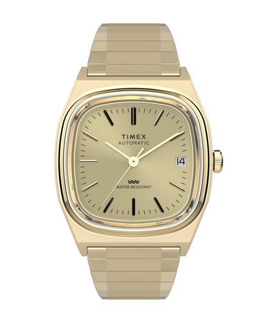 Timex® Automatic 1983 E Line Reissue 34mm Gold-Tone Expansion Band Watch