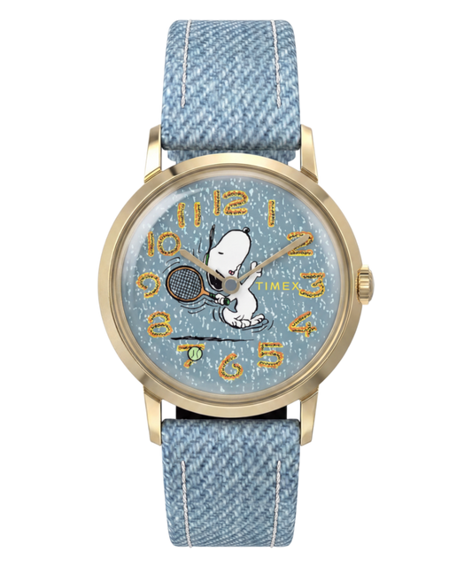 Peanuts® x Timex Marlin® 1965 Reissue Inspired Snoopy Tennis 34mm Fabric Strap Watch