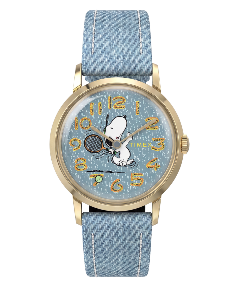 Peanuts® x Timex Marlin® 1965 Reissue Inspired Snoopy Tennis 34mm Fabric Strap Watch