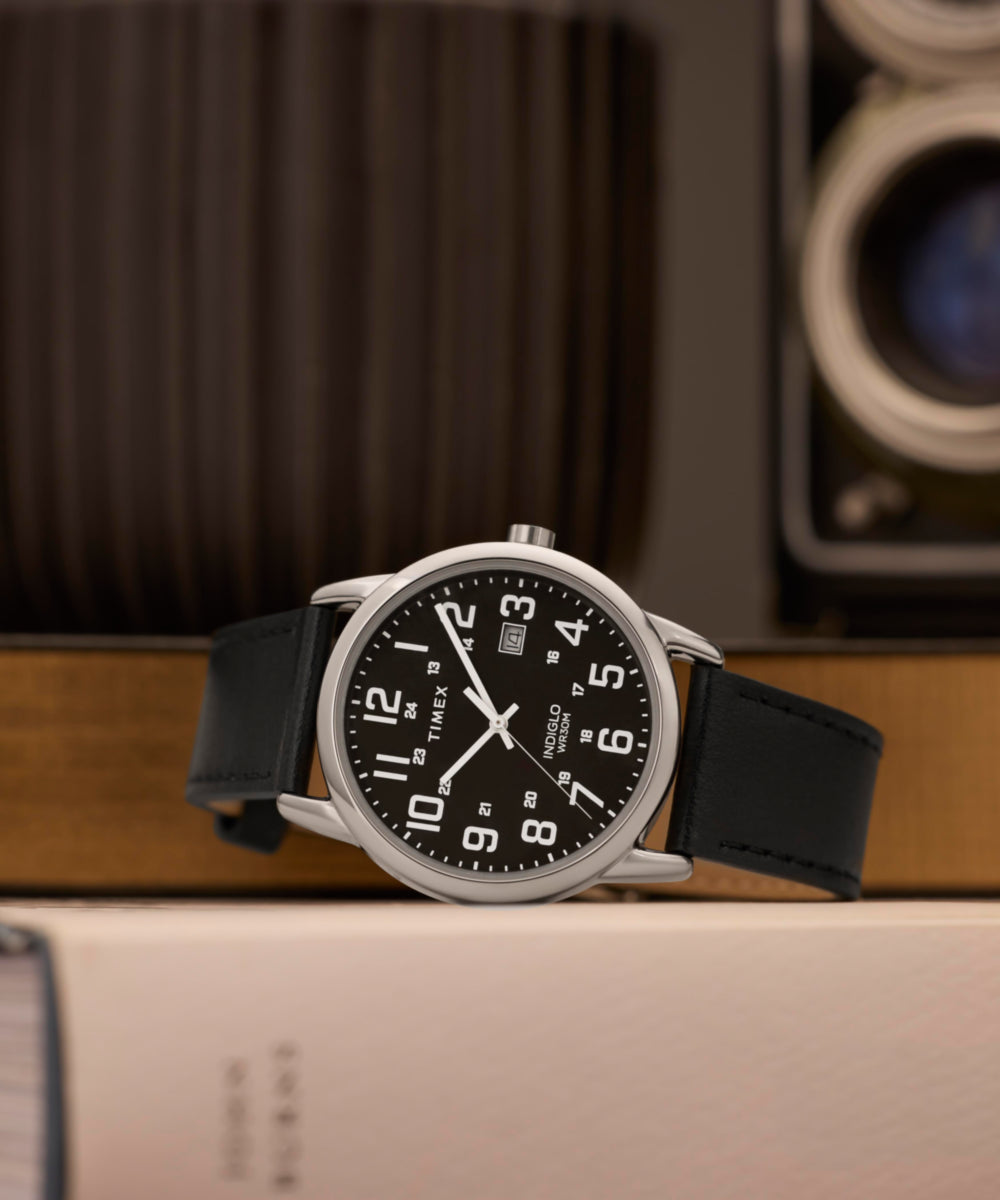Easy Reader® Classic 38mm Leather Strap Watch