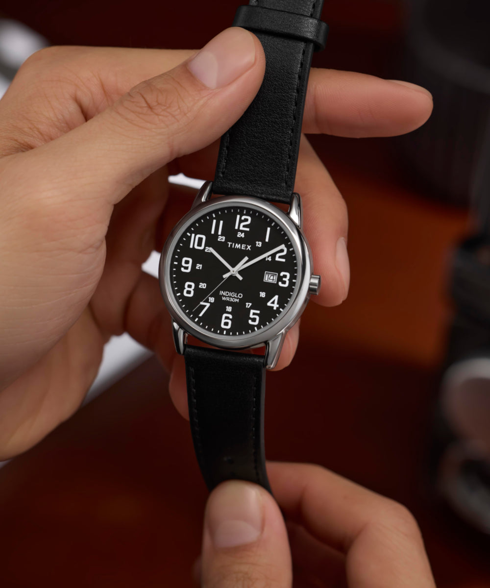 Easy Reader® Classic 38mm Leather Strap Watch