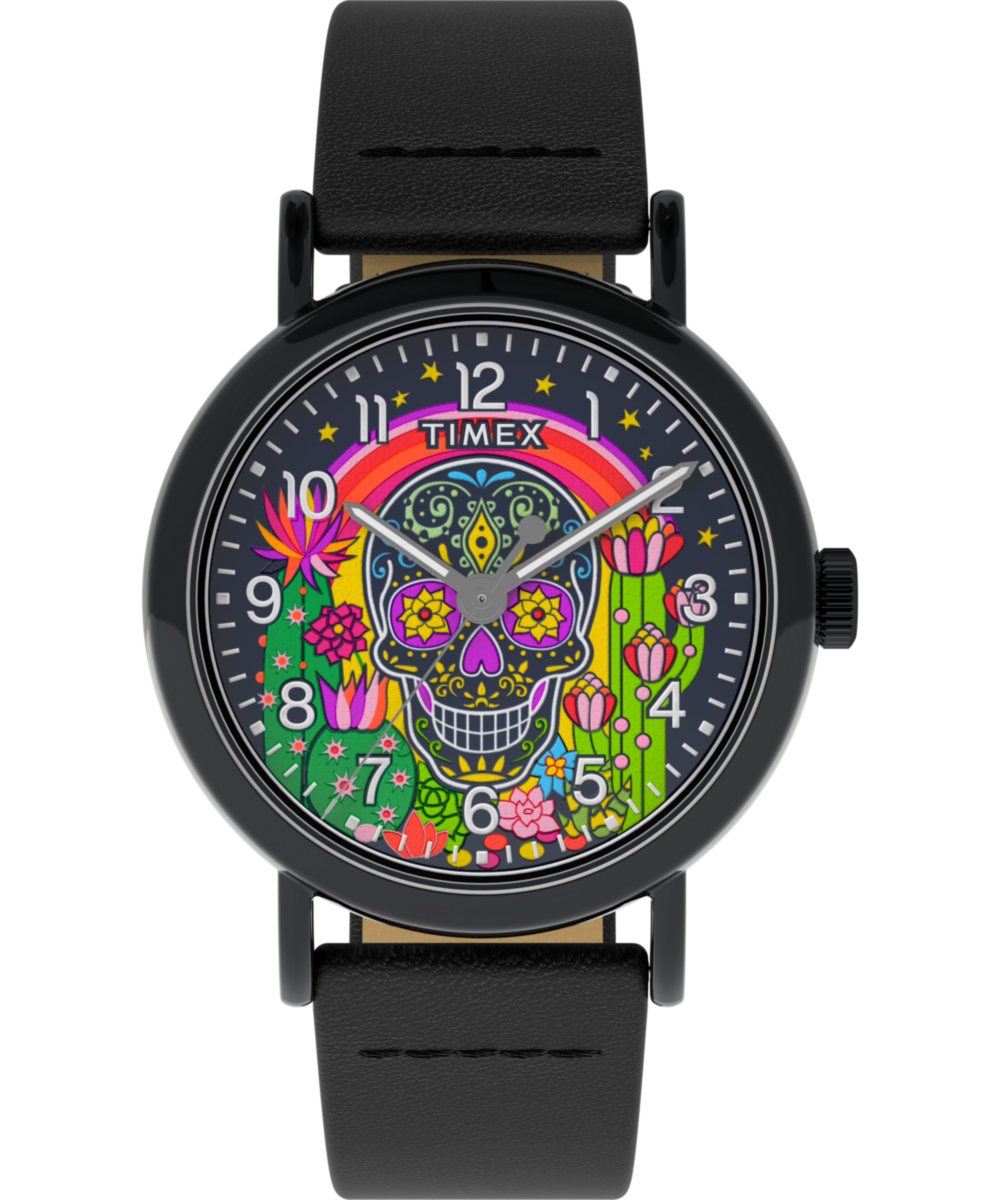 Timex Weekender Day of the Dead 40mm Leather Strap Watch