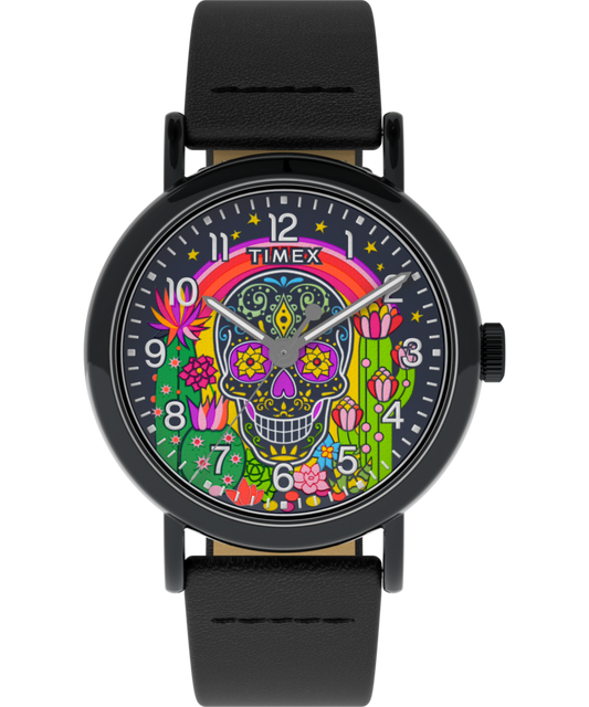 Timex Weekender Day of the Dead 40mm Leather Strap Watch