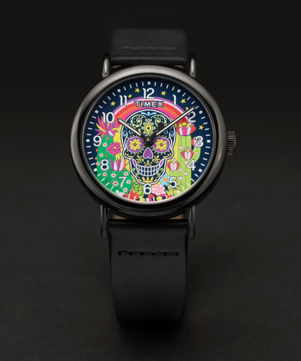Timex Weekender Day of the Dead 40mm Leather Strap Watch