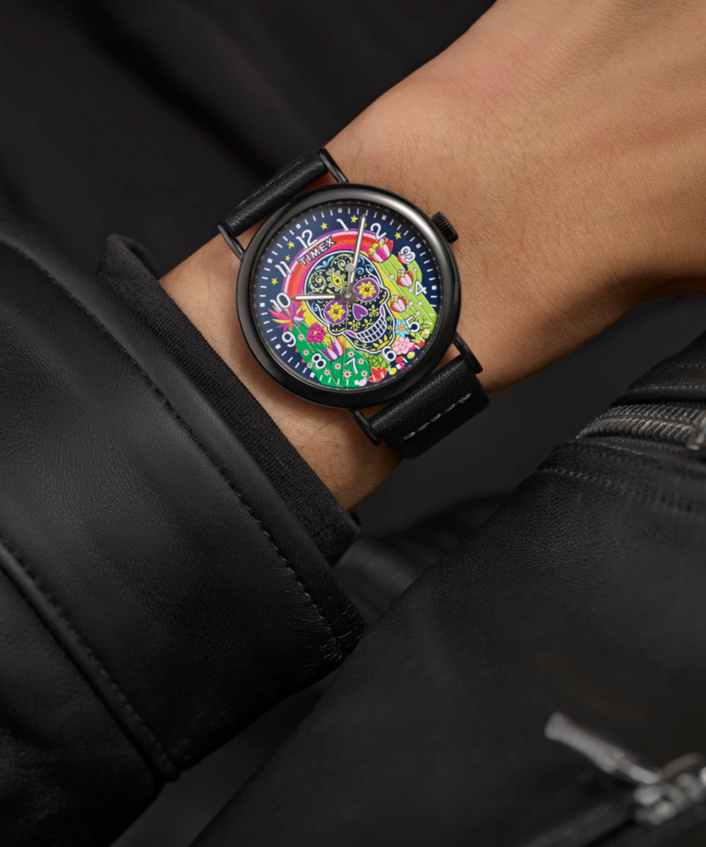 Timex Weekender Day of the Dead 40mm Leather Strap Watch