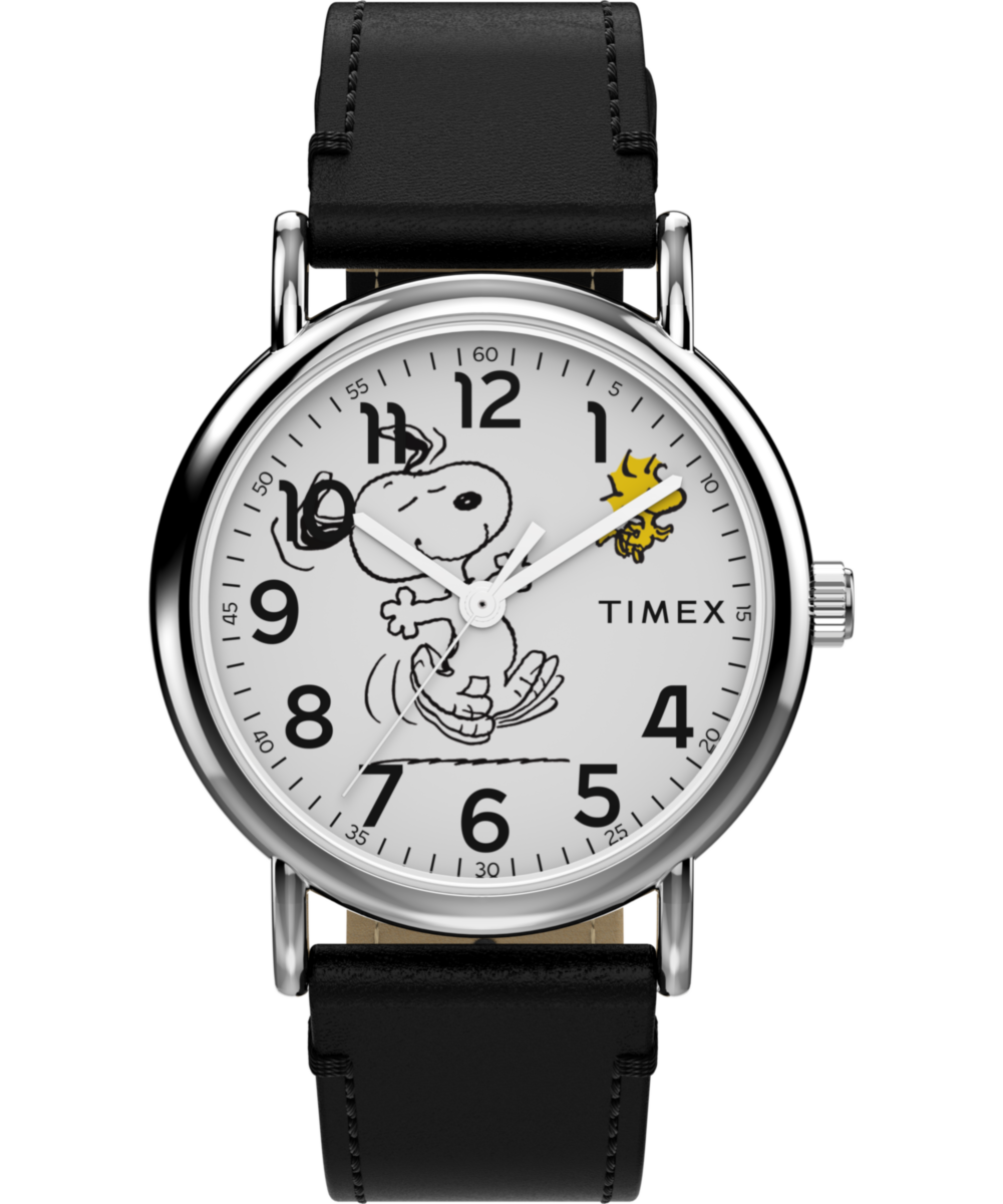 Peanuts® x Timex Weekender Snoopy Dancing 38mm Leather Strap Watch