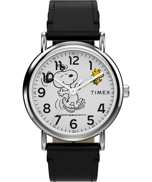 Peanuts® x Timex Weekender Snoopy Dancing 38mm Leather Strap Watch