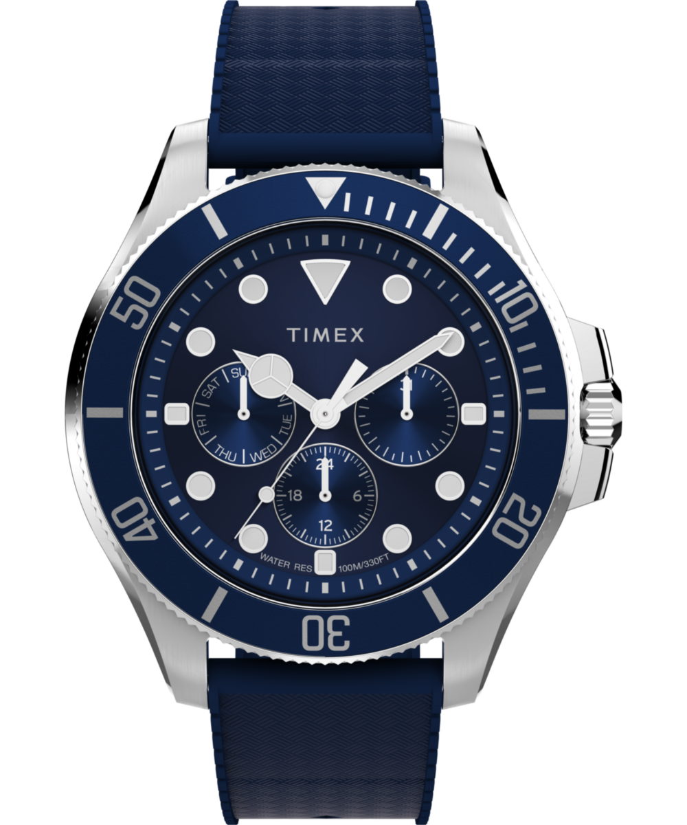 Harborside Coast Multifunction 43mm Synthetic Rubber Strap Watch