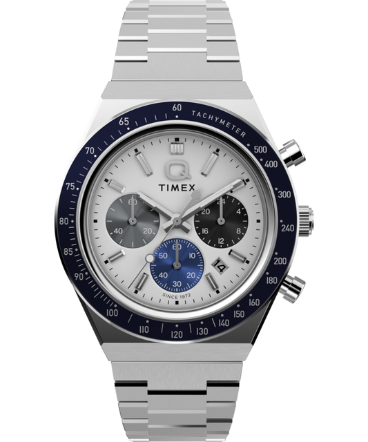 Q Timex® Chronograph 40mm Stainless Steel Bracelet Watch