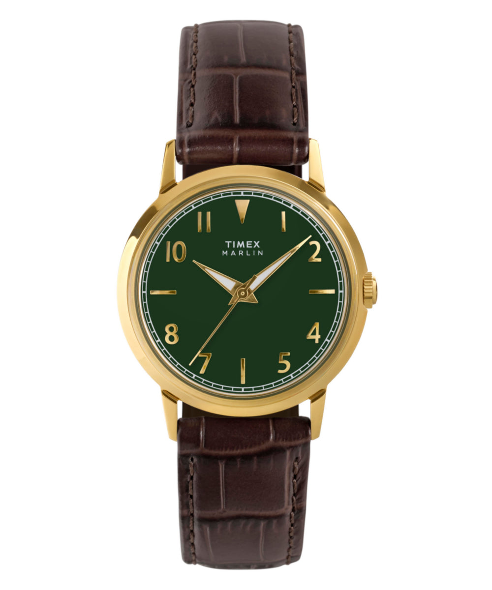 Marlin® Quartz 34mm Leather Strap Watch