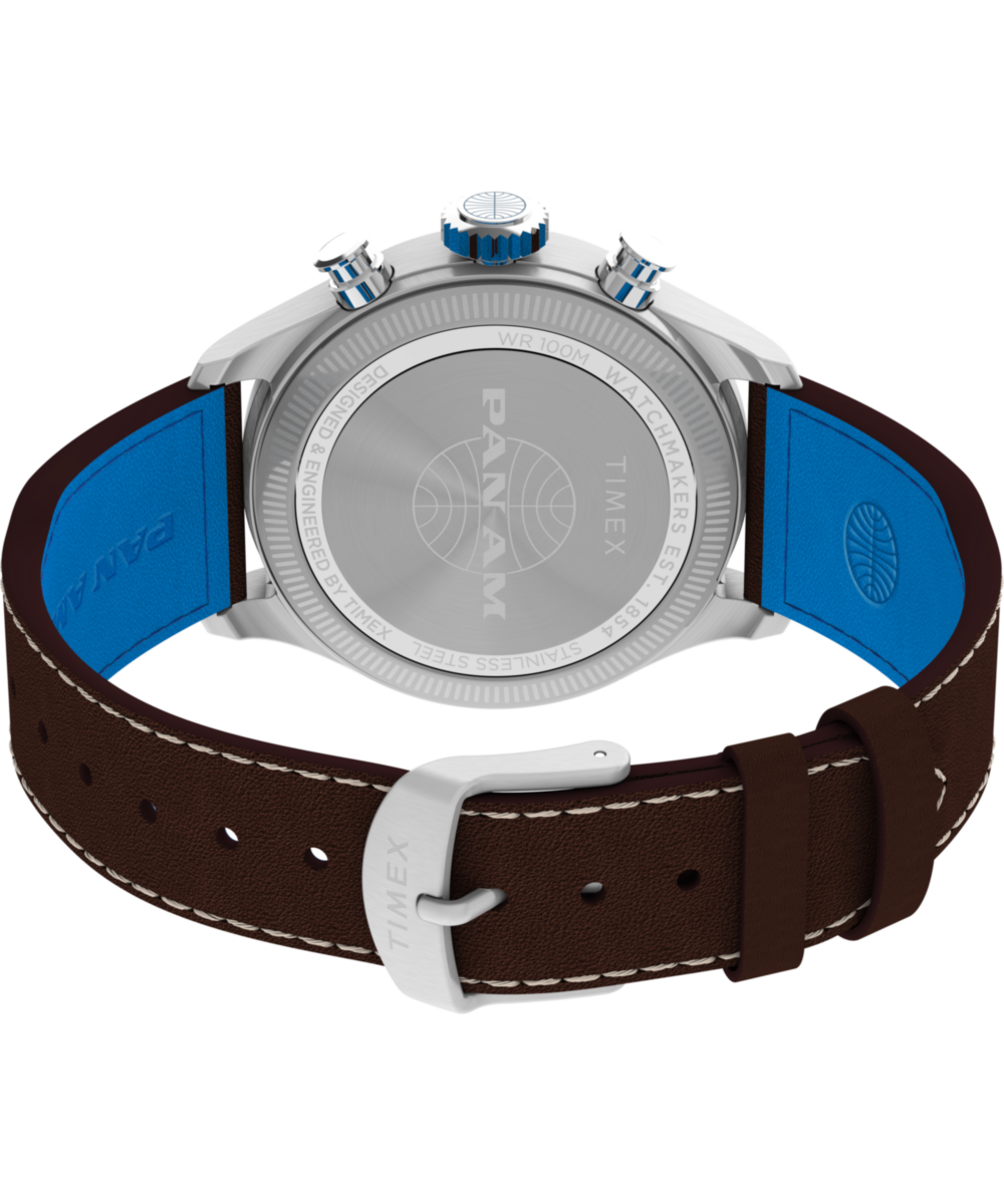 Timex x Pan Am® Waterbury Ace Chronograph 41mm Leather Strap Watch