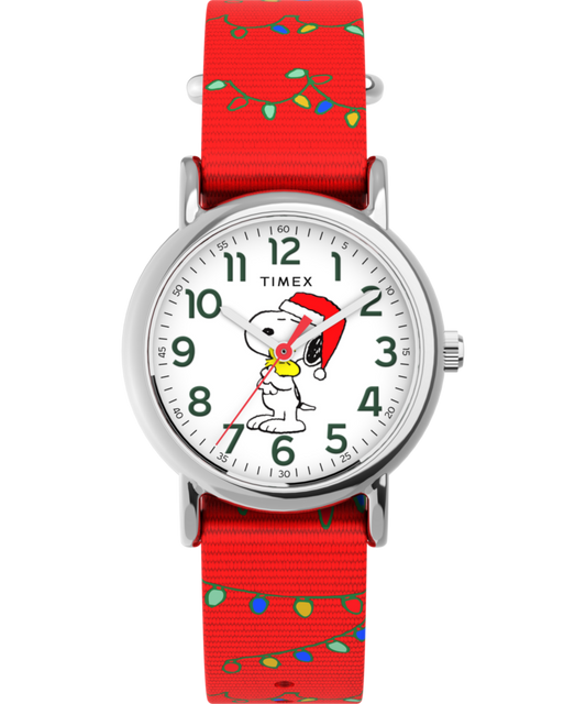 Peanuts® x Timex Weekender Snoopy Santa Hat 31mm Fabric Strap Watch