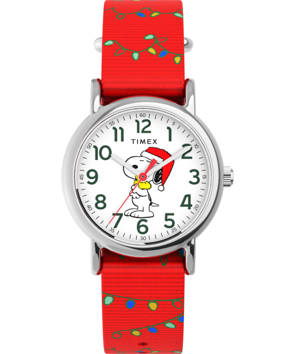 Peanuts® x Timex Weekender Snoopy Santa Hat 31mm Fabric Strap Watch