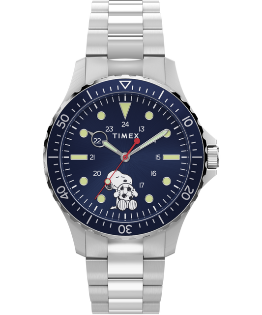 Peanuts® x Timex Navi Snoopy Soccer 41mm Stainless Steel Bracelet Watch