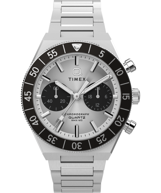 Q Timex Continental Chronograph 40mm Stainless Steel Bracelet Watch