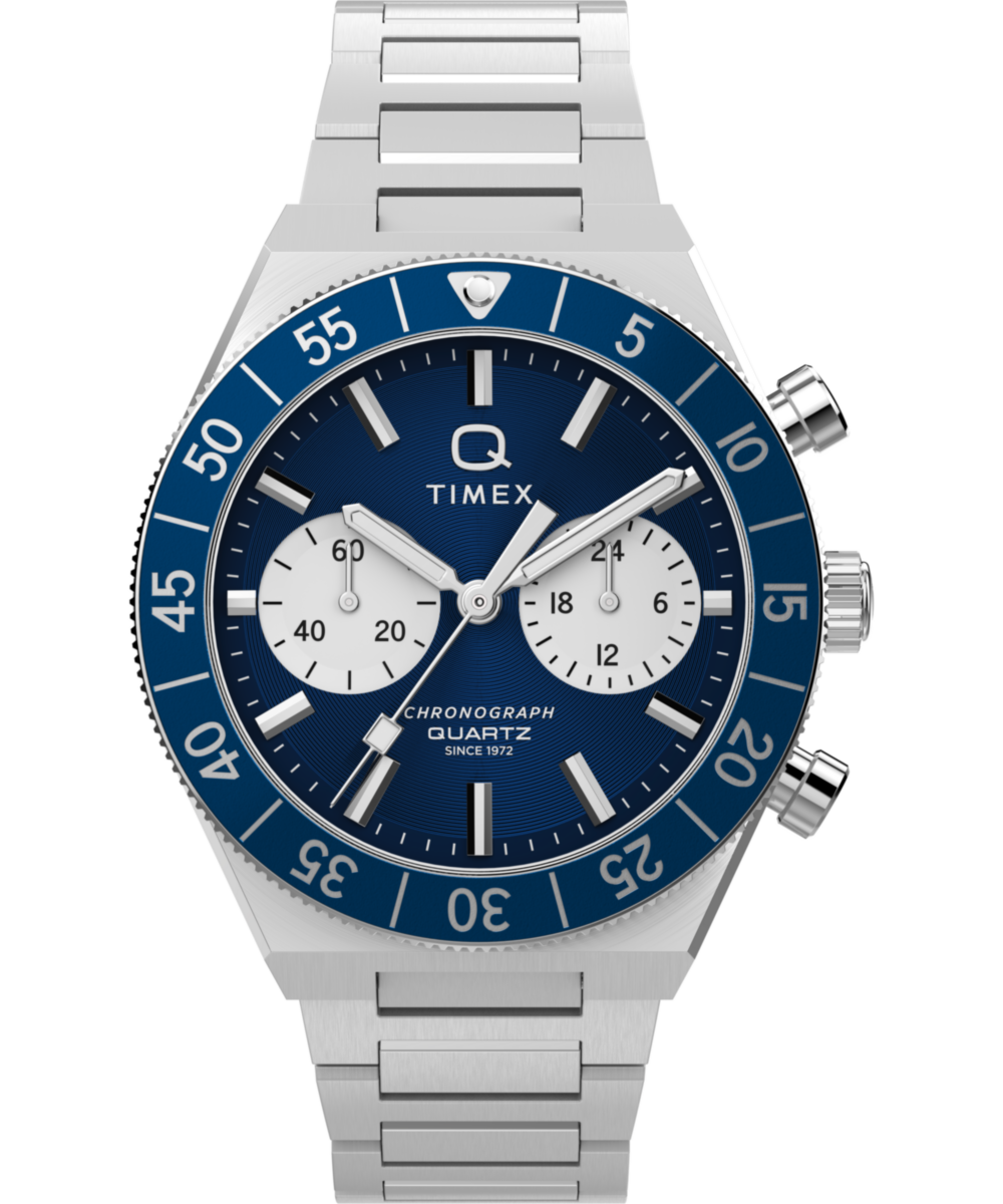 Q Timex Continental Chronograph 40mm Stainless Steel Bracelet Watch