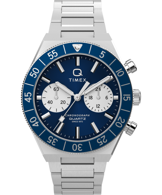 Q Timex Continental Chronograph 40mm Stainless Steel Bracelet Watch