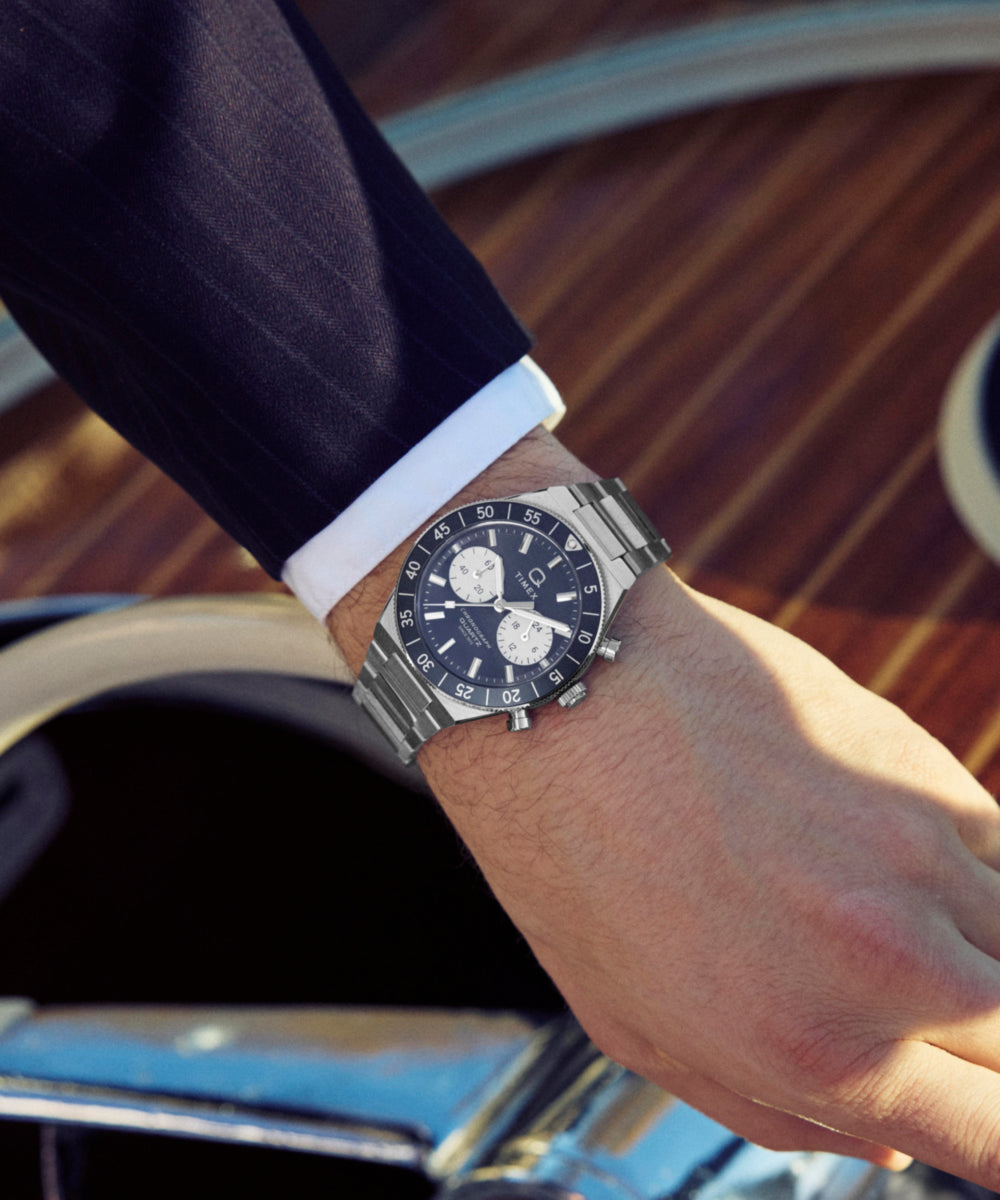 Q Timex Continental Chronograph 40mm Stainless Steel Bracelet Watch
