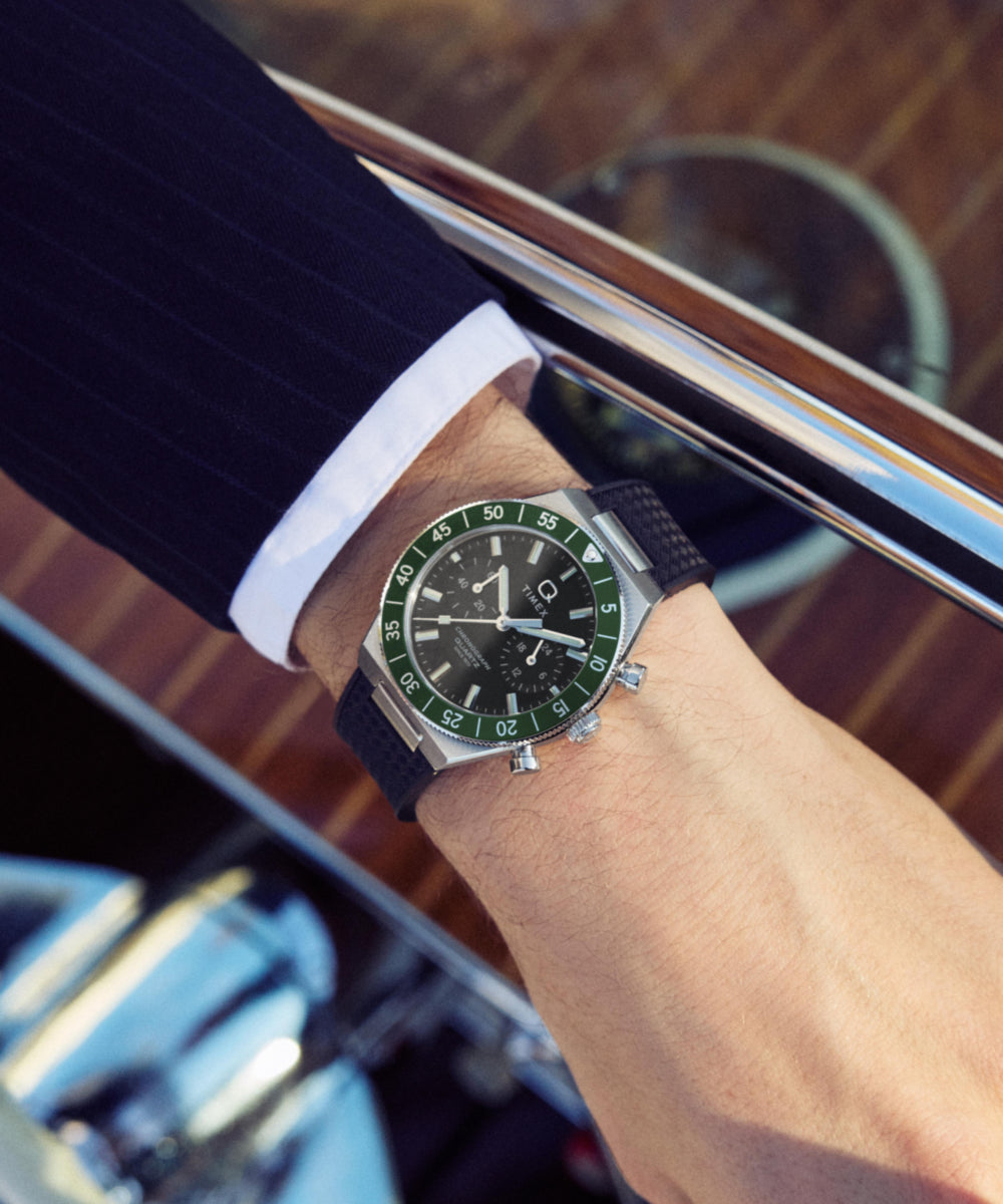 Q Timex Continental Chronograph 40mm Synthetic Rubber Strap Watch