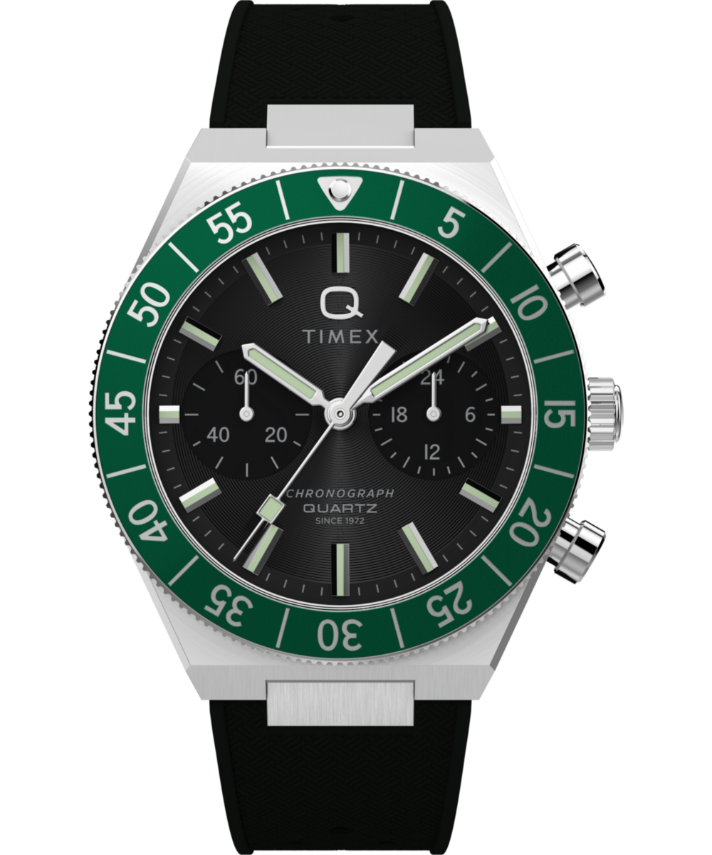 Q Timex Continental Chronograph 40mm Synthetic Rubber Strap Watch