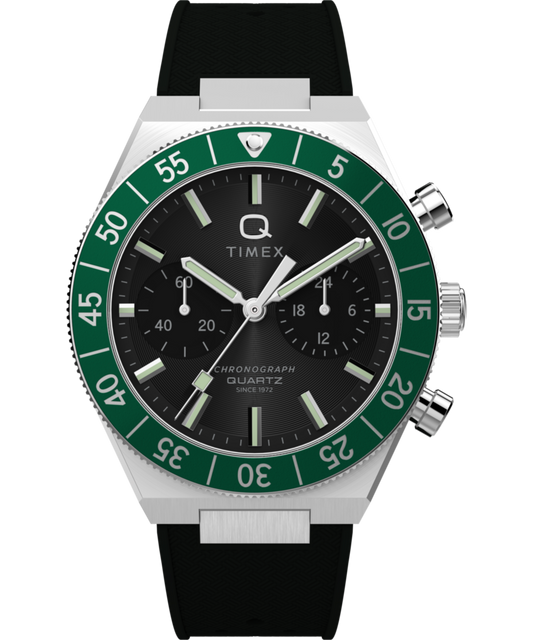 Q Timex Continental Chronograph 40mm Synthetic Rubber Strap Watch