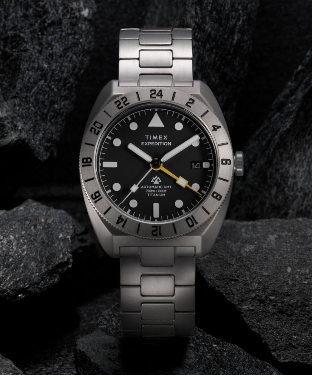 Expedition® Pioneer Titanium Automatic GMT 41mm Titanium Bracelet Watch