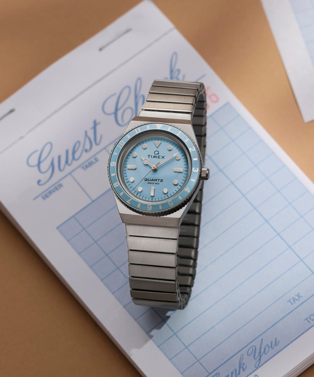 Q Timex® Mini 30mm Stainless Steel Expansion Band Watch