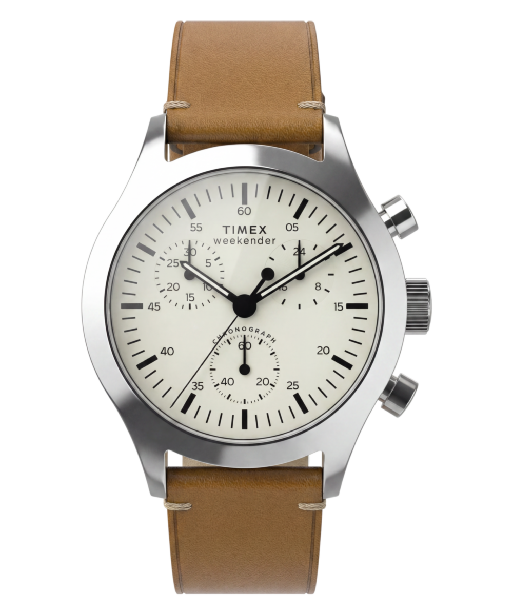 Timex Weekender® New England Chronograph 40mm Leather Strap Watch