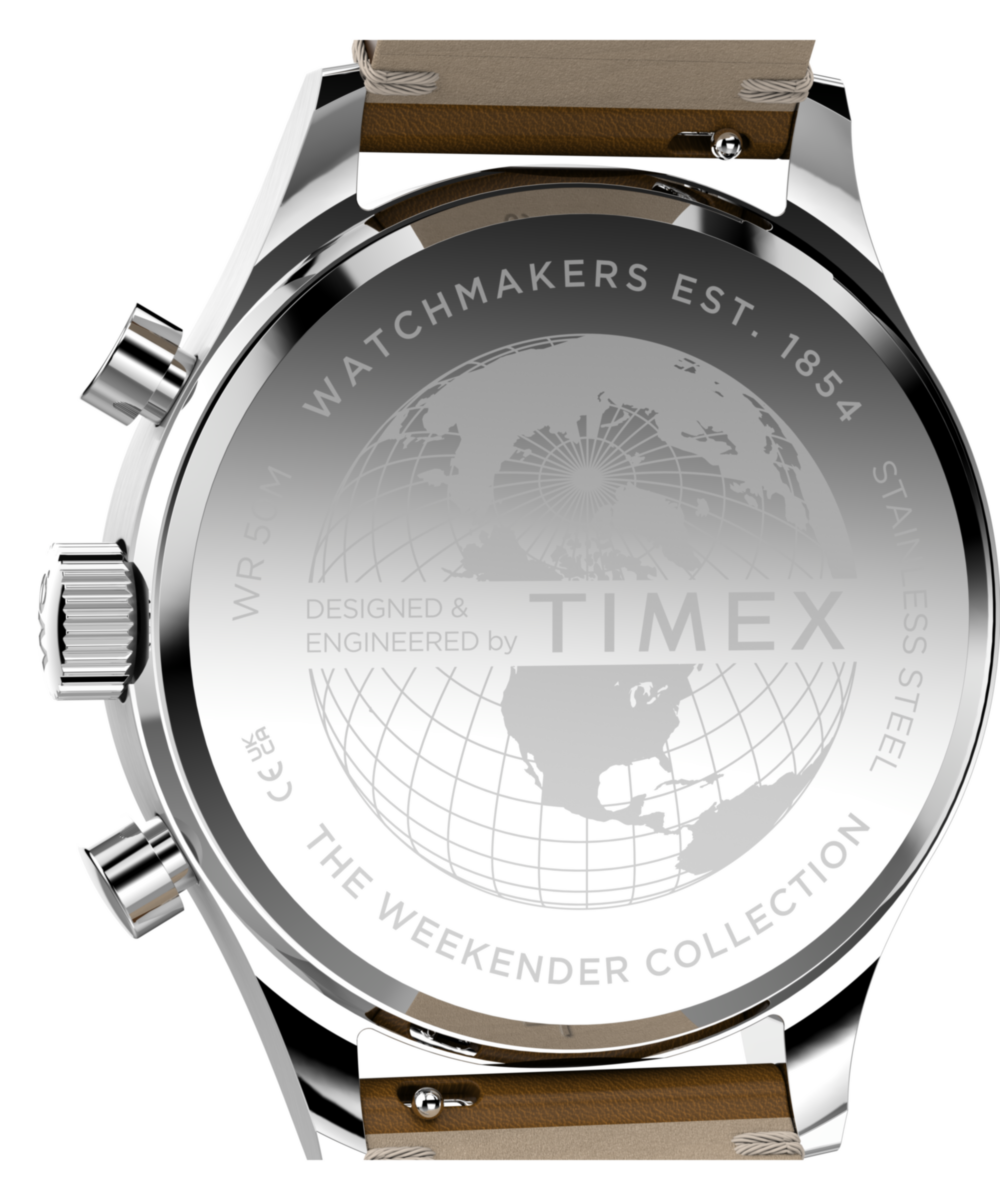 Timex Weekender® New England Chronograph 40mm Leather Strap Watch