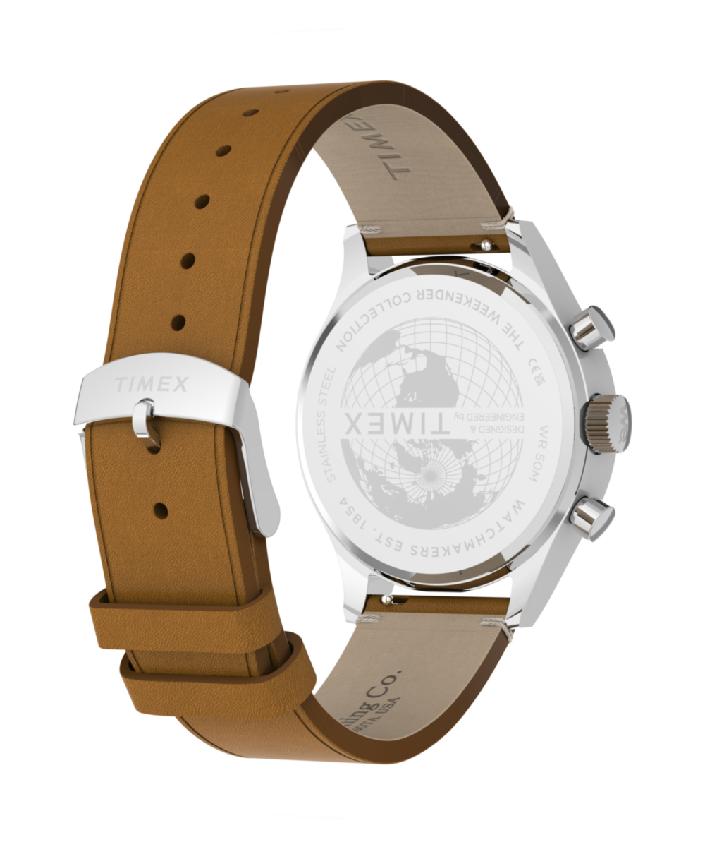 Timex Weekender® New England Chronograph 40mm Leather Strap Watch
