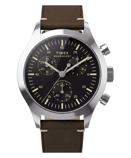 Timex Weekender® New England Chronograph 40mm Leather Strap Watch