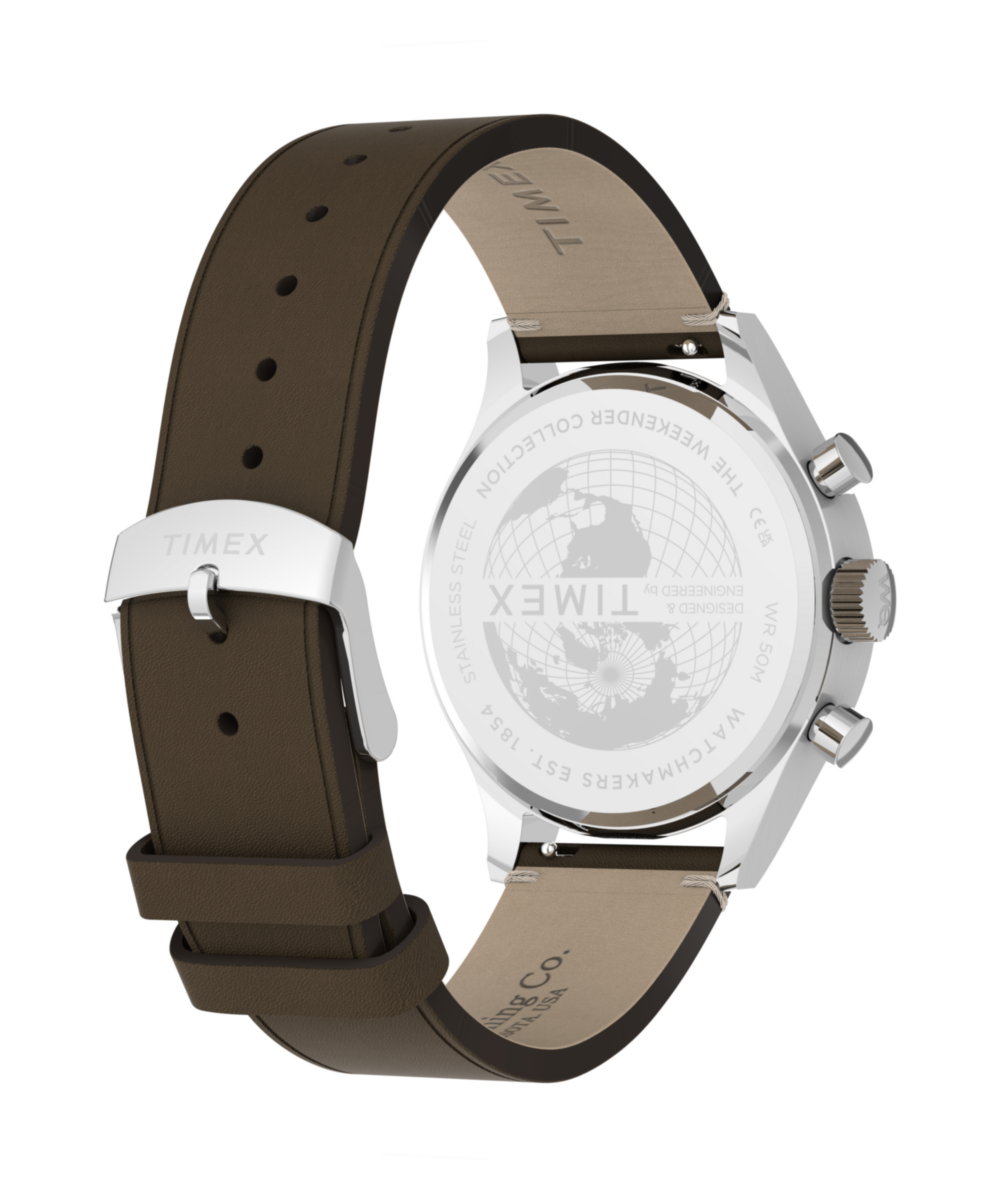 Timex Weekender® New England Chronograph 40mm Leather Strap Watch
