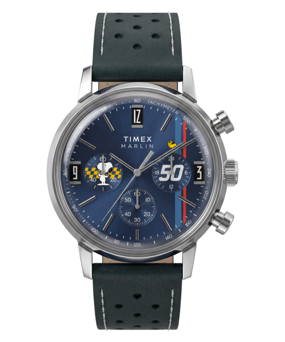 Peanuts® x Timex Marlin® Chronograph 40mm Leather Strap Watch