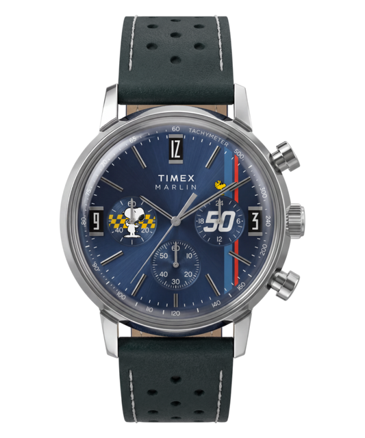 Peanuts® x Timex Marlin® Chronograph 40mm Leather Strap Watch
