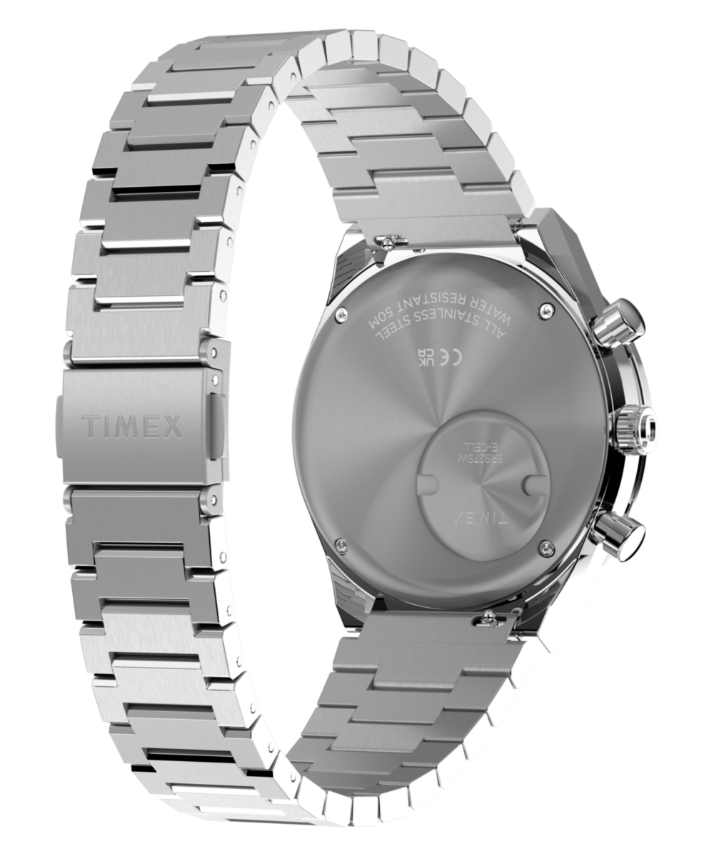 Q Timex Chronograph 40mm Stainless Steel Bracelet Watch