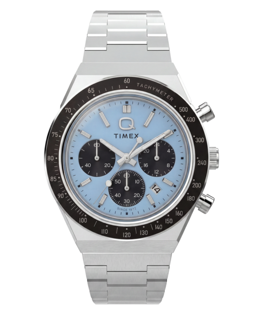 Q Timex Chronograph 40mm Stainless Steel Bracelet Watch
